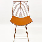 Kit 3 Banquetas Média Para Balcão Bertoia Retrô Cor Cobre Alt