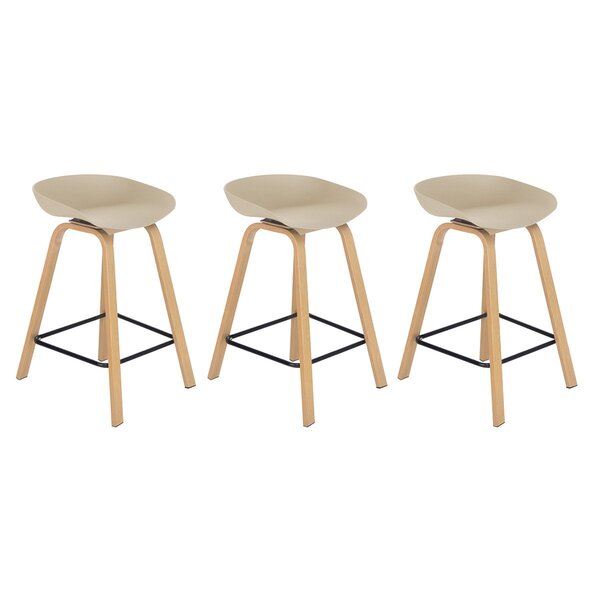 Kit 3 Banquetas Médias Bancada Cozinha Cassia Bd 66 Cm Nude