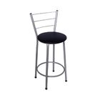 Kit 3 Banquetas Médias Prata Com Encosto Assento Preto