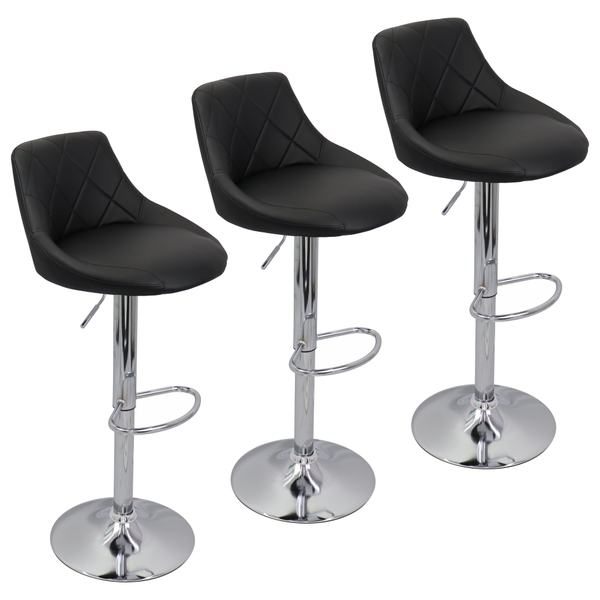 Kit 3 Banquetas Milano Carmel Estofada Giratória C/ Regulagem