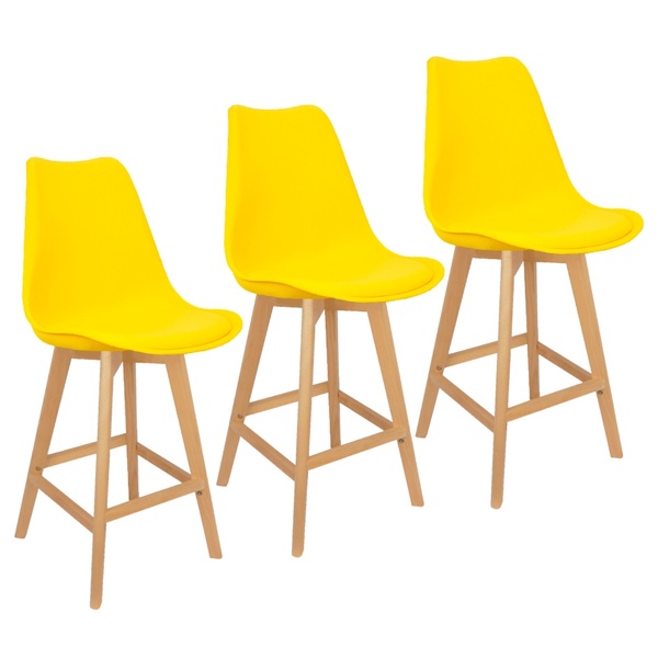 Kit 3 Banquetas Monty Leda Luisa Saarinen Alta Base Fixa Made