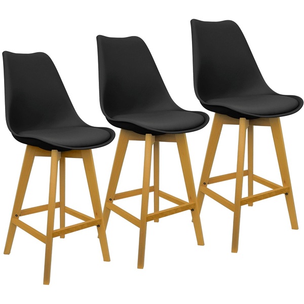 Kit 3 Banquetas Monty Leda Luisa Saarinen Alta Base Fixa Made