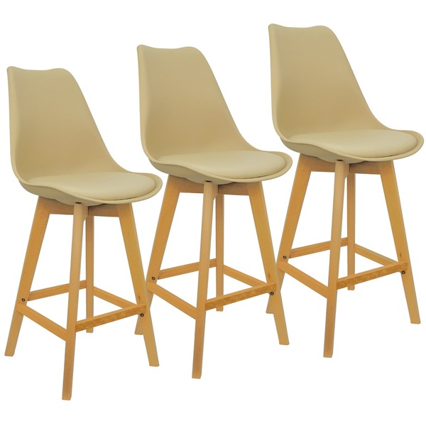 Kit 3 Banquetas Monty Leda Luisa Saarinen Alta Base Fixa Made