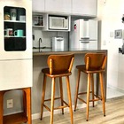 Kit 3 Banquetas Para Cozinha Americana Bar Alta Bistro Madeir