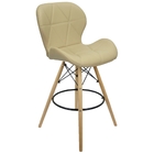 Kit 3 Banquetas Slim Eiffel Wood Estofada - Bege - Sala Cozin