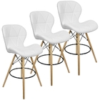 Kit 3 Banquetas Slim Eiffel Wood Estofada - Branco - Sala Coz