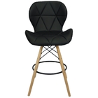 Kit 3 Banquetas Slim Eiffel Wood Estofada - Preto - Sala Cozi