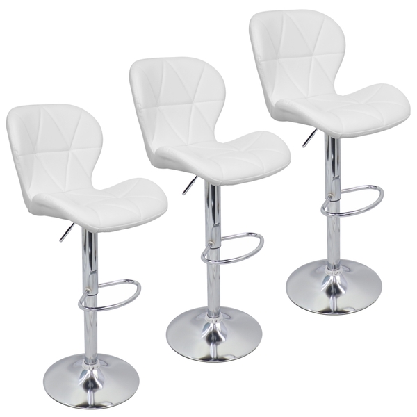 Kit 3 Banquetas Slim Estofada Giratória C/ Regulagem - Branco