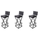 Kit 3 Banquetas Zenite 65cm Preta Preto