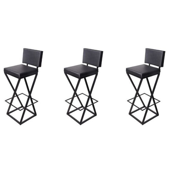 Kit 3 Banquetas Zenite 65cm Preta Preto