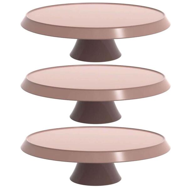 Kit 3 Bases Porta Bolos Tortas Doces 28cm Com Pedestal Bubble