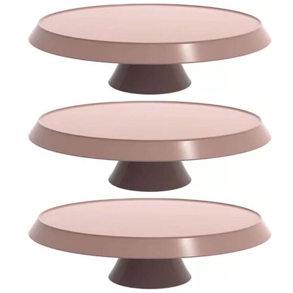 Kit 3 Bases Porta Bolos Tortas Doces 30cm Boleira Com Pé Crip