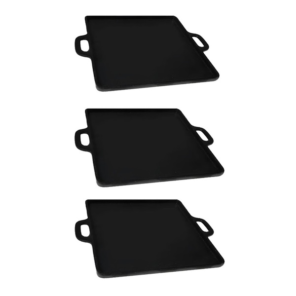 Kit 3 Bifeteira De Ferro Lisa Quadrada Alça Ferro 30x30cm
