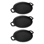 Kit 3 Bifeteira Ferro Fundido Lisa Redonda Alça Ferro 30cm