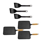 Kit 3 Bifeteiras Antiaderente Lisa 23x23cm E 3 Espátulas