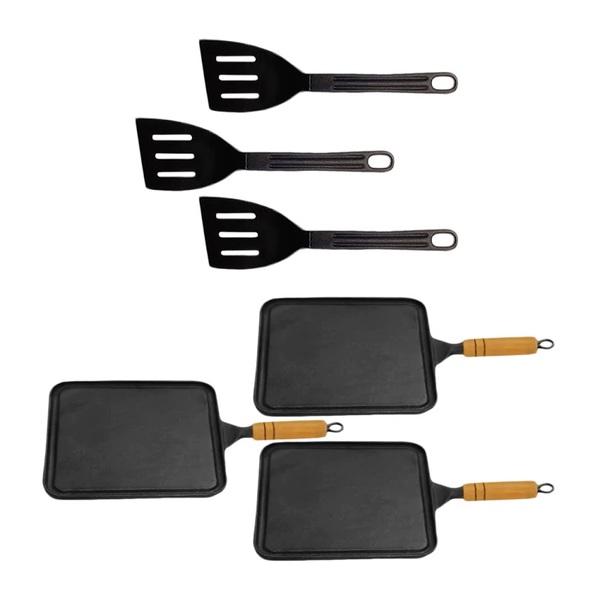 Kit 3 Bifeteiras Antiaderente Lisa 23x23cm E 3 Espátulas