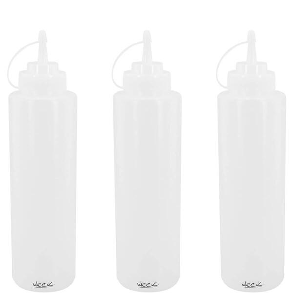 Kit 3 Bisnaga Flexível Transparente 800ml Bartender Licor Lei