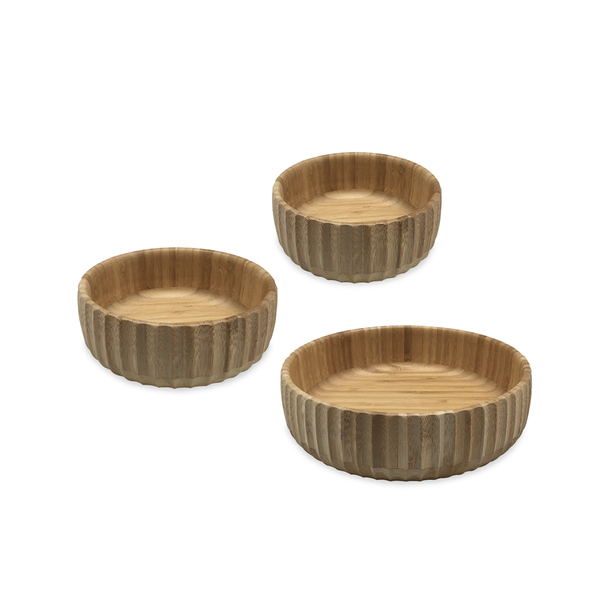 Kit 3 Bowls Canelado De Bambu - Oikos Natural U