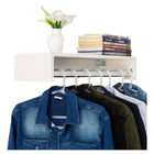 Kit 3 Cabideiros De Parede Em Mdf Branco 60x25x12