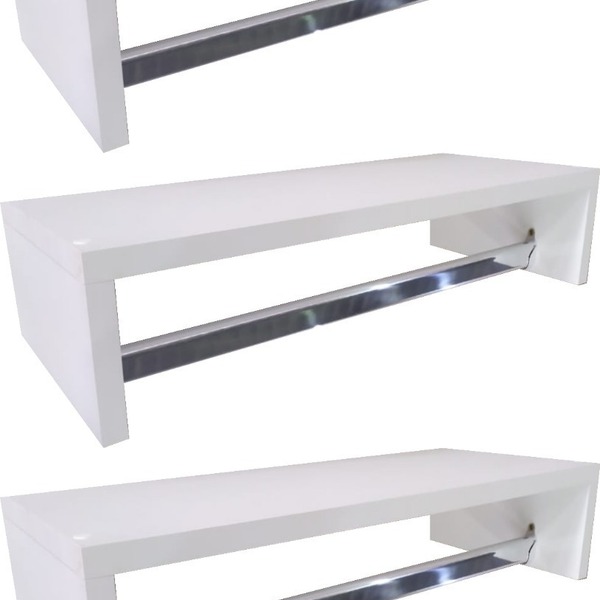 Kit 3 Cabideiros De Parede Em Mdf Branco 60x25x12