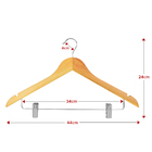 Kit 3 Cabides De Madeira Com Presilhas E Gancho De Metal