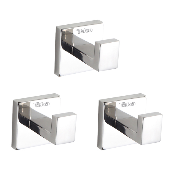 Kit 3 Cabides Gancho Inox De Parede Banheiro Toalhas Roupas