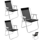 Kit 3 Cadeira De Praia Alta Alumínio Lazy Sannet Preta Mormai