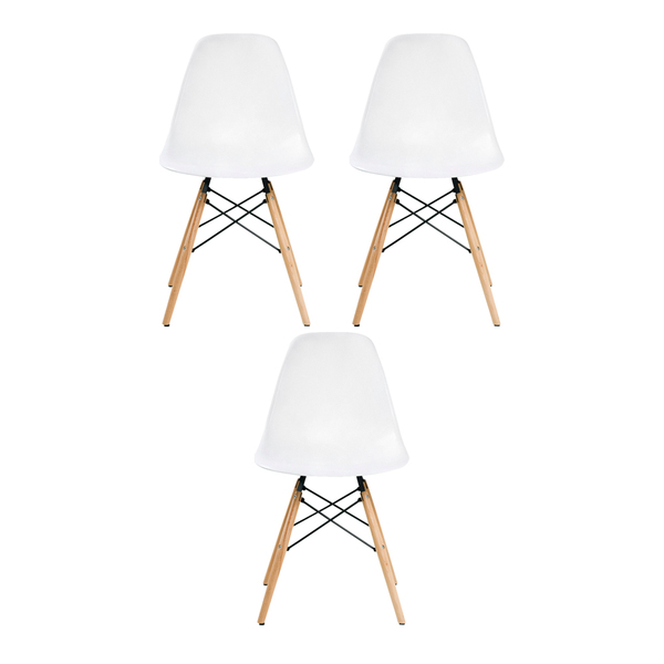 Kit 3 Cadeira Decorativa Para Sala E Cozinha Garabit Branco G