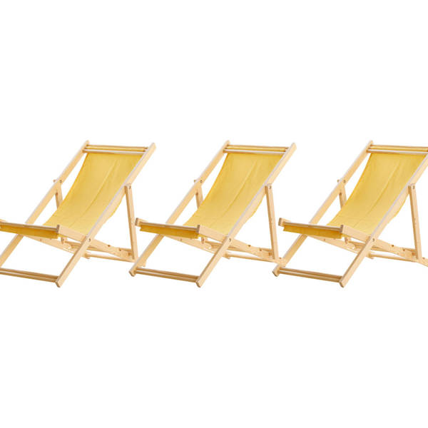 Kit 3 Cadeira Espreguiçadeira Dobrável S/b-amarelo
