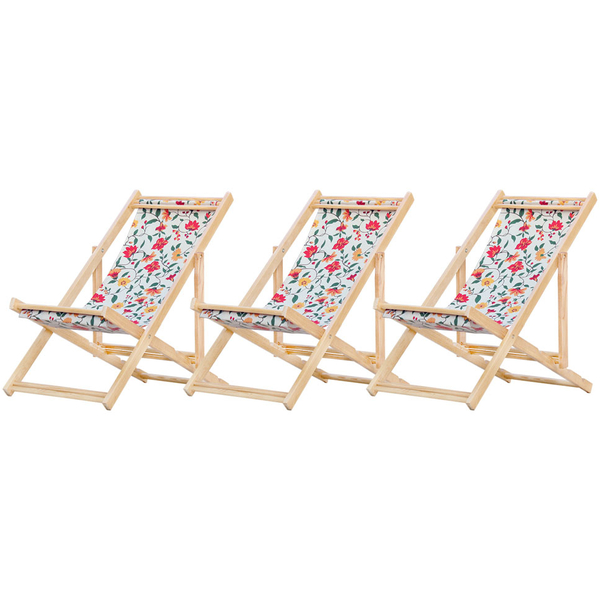 Kit 3 Cadeira Espreguiçadeira Dobrável S/b-floral