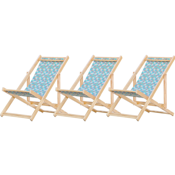 Kit 3 Cadeira Espreguiçadeira Dobrável S/b-triang Azul