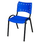 Kit 3 Cadeira Iso Tubo Oblongo Aço Industrial Empilhavel - Az