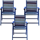 Kit 3 Cadeira Praia Dobrável Madeira Black-chevron Vermelho