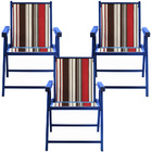 Kit 3 Cadeira Praia Dobrável Madeira Black-list Marrom/vermel