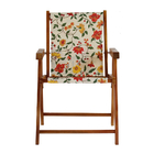 Kit 3 Cadeira Praia Dobrável Madeira Envernizada-floral
