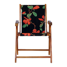 Kit 3 Cadeira Praia Dobrável Madeira Envernizada-preto Flores