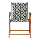 Kit 3 Cadeira Praia Dobrável Madeira Envernizada-triang Preto