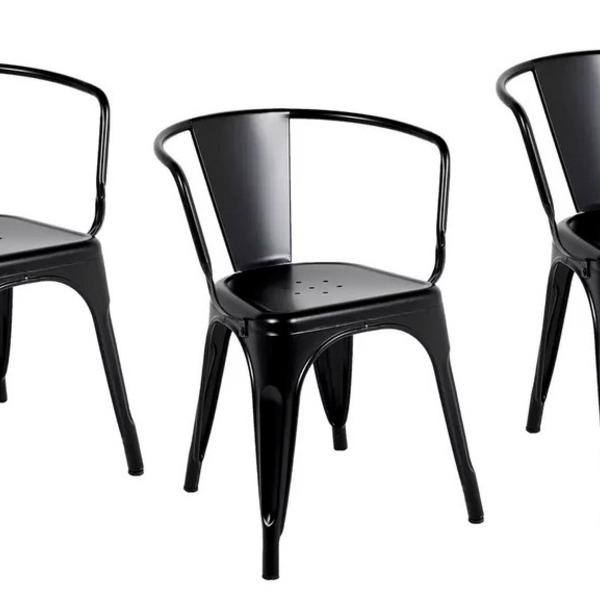 Kit 3 Cadeira Tolix Empilhavel Industrial Retro Restaurante R