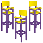 Kit 3 Cadeiras Alta Refeição Infantil Criança Restaurante Lan