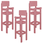Kit 3 Cadeiras Alta Refeição Infantil Criança Restaurante Lan