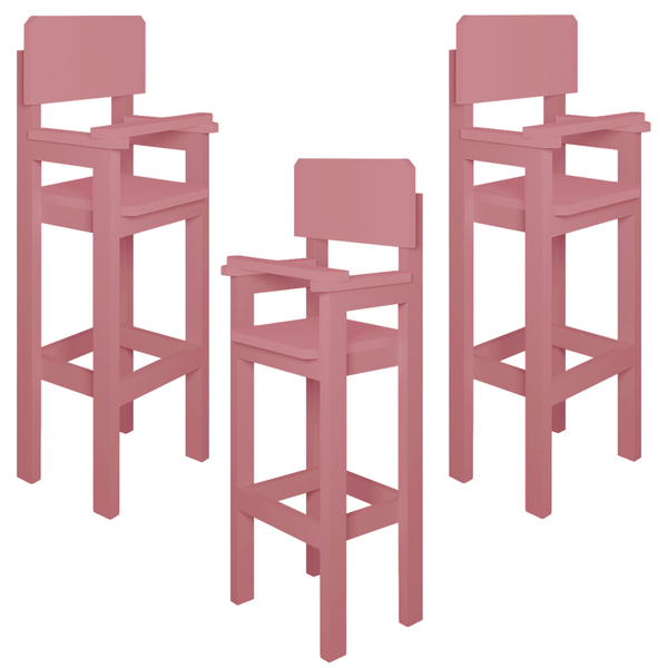 Kit 3 Cadeiras Alta Refeição Infantil Criança Restaurante Lan