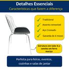 Kit 3 Cadeiras Bertoia Cromada Assento Preto Tubular - Poltro