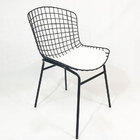 Kit 3 Cadeiras Bertóia Preta Assento Branco Tubular - Poltron