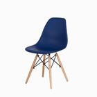 Kit 3 Cadeiras Charles Eames Eiffel Azul Marinho Base Madeira