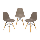 Kit 3 Cadeiras Charles Eames Eiffel Nude Base Madeira