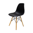 Kit 3 Cadeiras Charles Eames Eiffel Preta Base Madeira