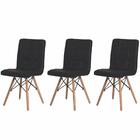 Kit 3 Cadeiras Charles Eames Gomos Preta