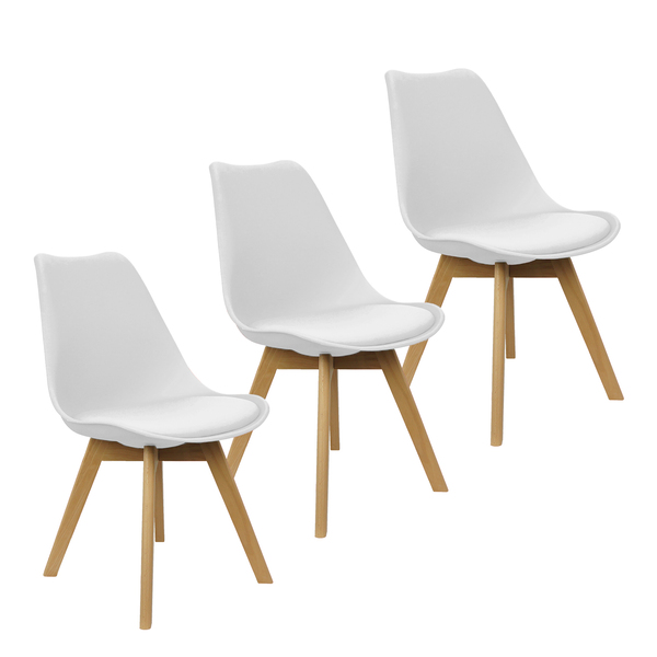 Kit 3 Cadeiras Charles Eames Leda Luisa Saarinen Design Wood