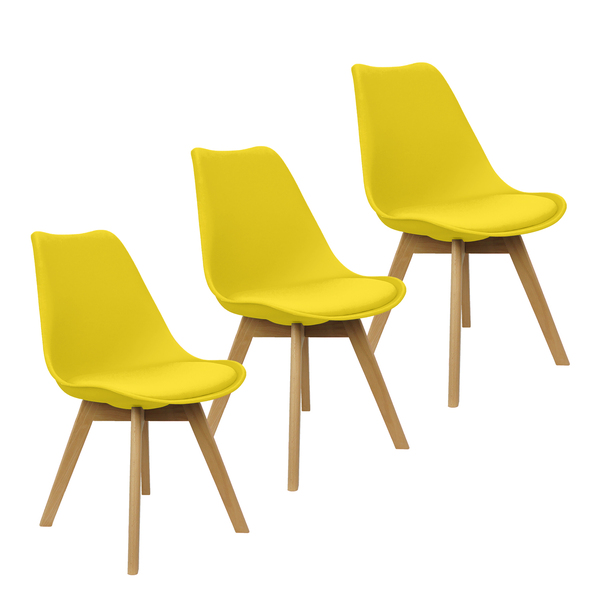 Kit 3 Cadeiras Charles Eames Leda Luisa Saarinen Design Wood