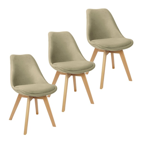 Kit 3 Cadeiras Charles Eames Leda Veludo Luisa Saarinen Estof